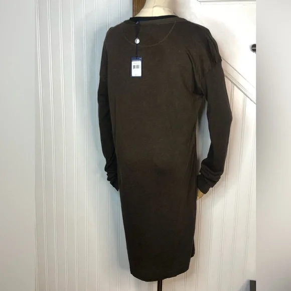 RALPH LAUREN Brown Long Sleeve Henley Dress Size XL NWT with flaw